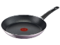 Poêle à frire en aluminium avec revêtement antiadhésif et indicateur de chaleur.