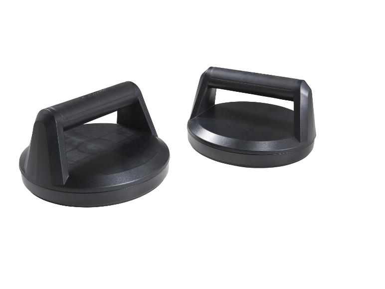 Deux poignées de pompes rotatives noires sur fond blanc.