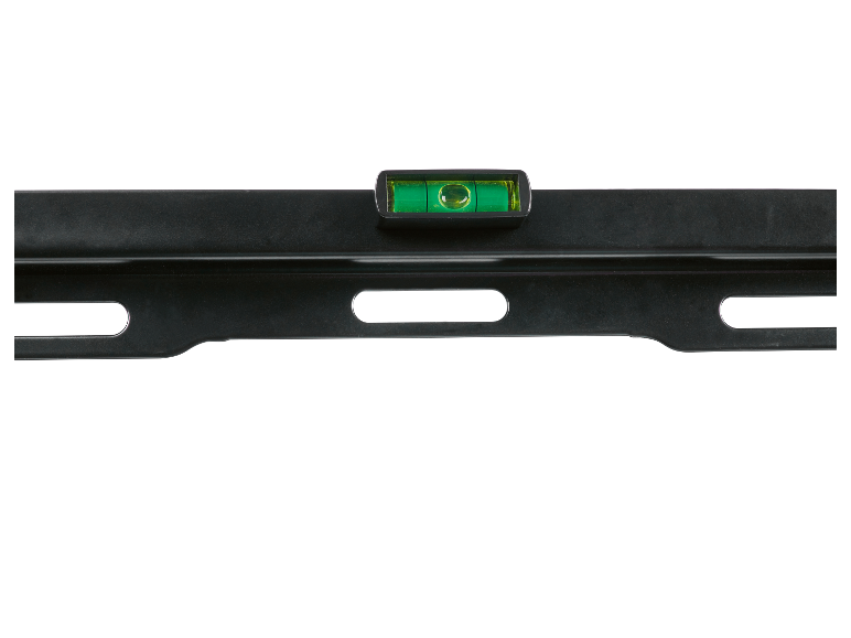 Niveau à bulle noir avec une fiole à niveau verte.