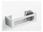 Un porte-savon et shampooing en chrome pour la salle de bain.