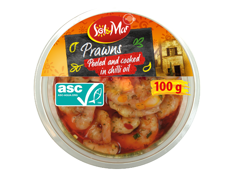 Crevettes Sol & Mar décortiquées et cuites à l'huile de piment, 100 g
