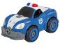 Voiture de police jouet bleue et blanche avec des lumières rouges et bleues sur le toit