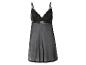 Une chemise de nuit noire transparente en dentelle.
