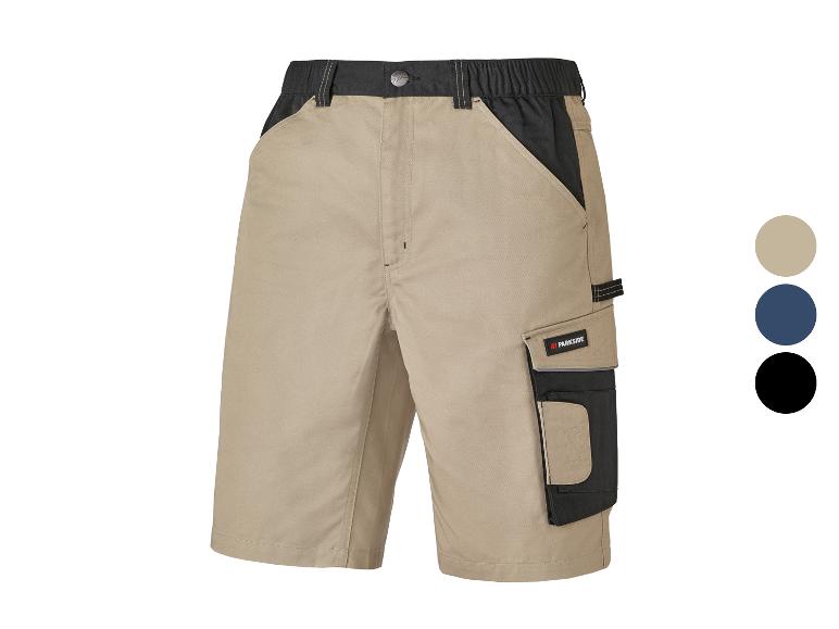 Shorts de travail Parkside beige et noirs.