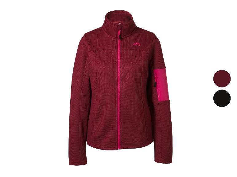 Veste polaire femme rouge foncé avec des accents roses et une option de couleur noire.
