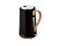 Bouilloire SilverCrest noire avec poignée en bois.