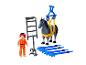 Jeu de jouets pour enfants avec figurine de pompière, cheval et accessoires.