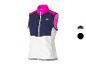 Gilet de course à pied CRIVIT pour femme en bleu, blanc et rose.