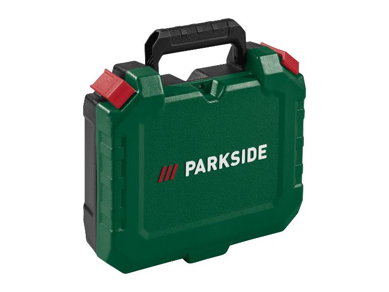 Mallette à outils verte PARKSIDE avec poignée noire et loquets rouges