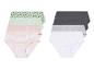 Lots de culottes : motifs fleuris, rayures roses et tons unis gris et blanc.