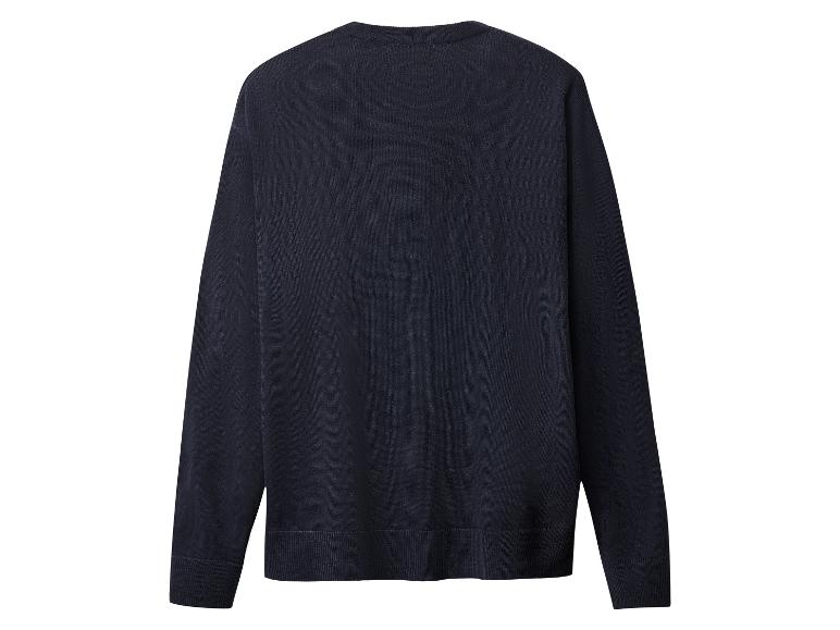 Pull bleu foncé à manches longues, vue de dos