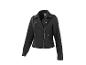 Blouson biker noir en similicuir avec fermetures éclair et boutons-pression argentés
