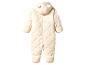 Combinaison d'hiver beige pour bébé avec capuche et oreilles en peluche.