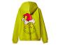 Sweat à capuche vert avec un grand imprimé du Grinch portant un bonnet de Père Noël