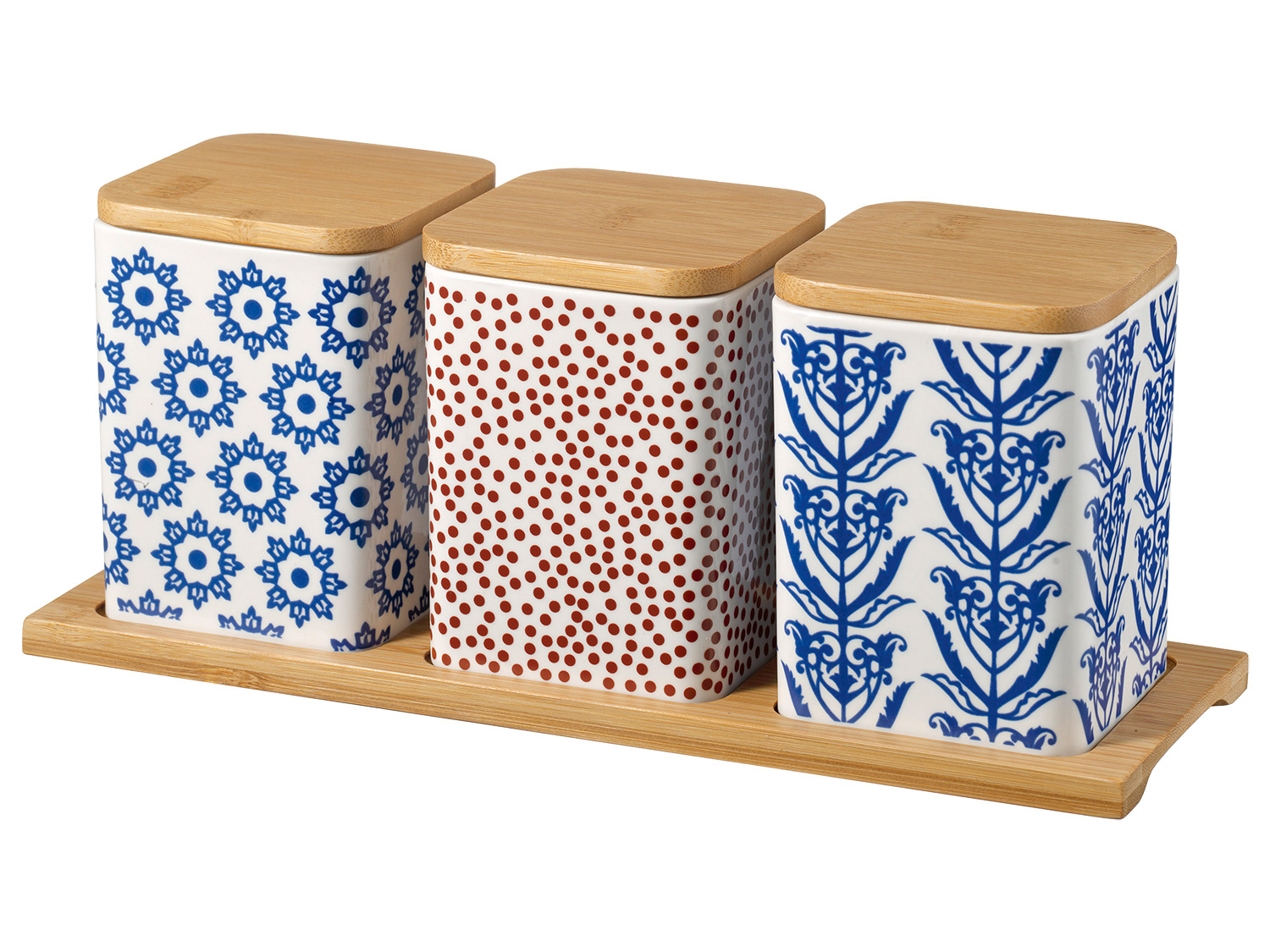 Esmeyer Boîtes de rangement avec plateau en bambou, set de 3