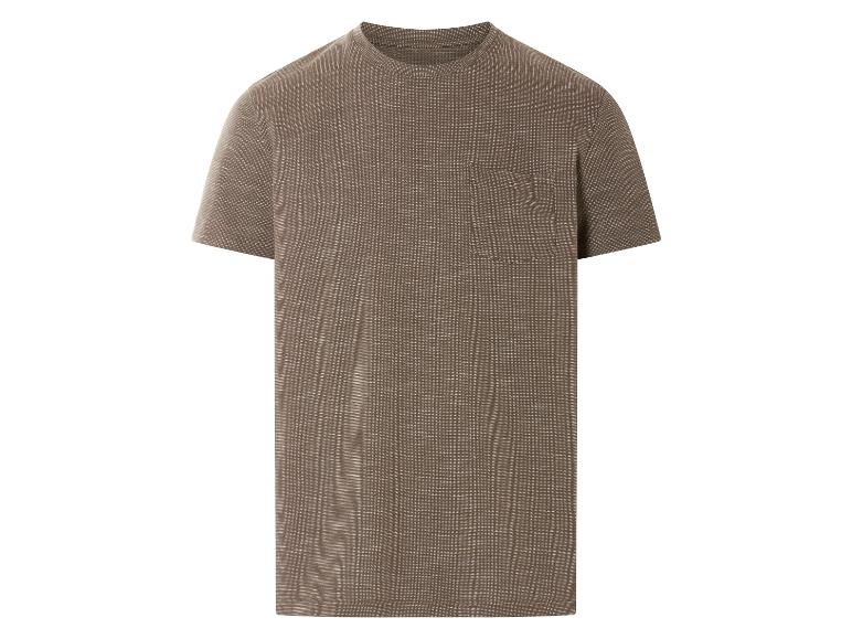 T-shirt marron à poche, texture chinée.