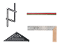 Outils de mesure : rapporteurs, règles et une règle pliable.