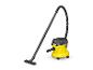 Aspirateur eau et poussière jaune et noir avec tuyau et suceur de sol