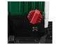 Une boîte à outils verte et noire avec une fermeture rouge.