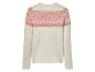 Pull blanc à manches longues avec un motif norvégien multicolore.