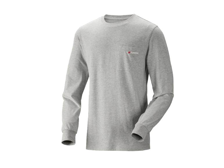 T-shirt gris à manches longues avec une poche poitrine