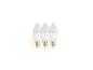 Trois ampoules LED en forme de bougie blanches.