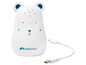 Un babyphone blanc en forme d'ours avec un câble USB.