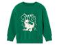 Un sweat-shirt vert avec un motif de dinosaure.