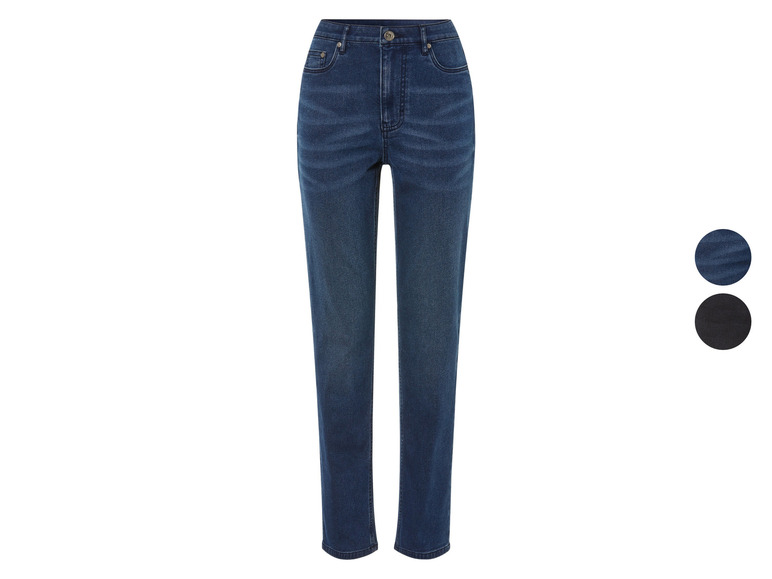 Jeans pour femmes en bleu et noir.