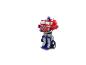 Jouet Optimus Prime transformable rouge et bleu sur fond blanc.