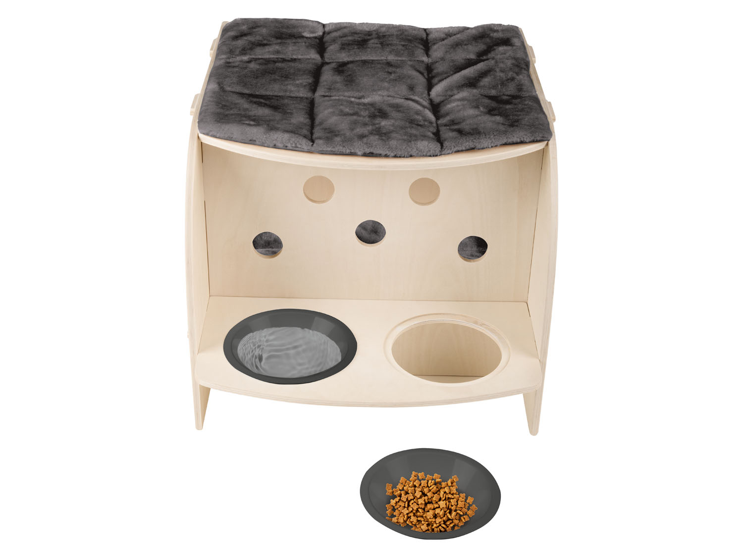 zoofari® Niche pour chats avec porte-gamelles