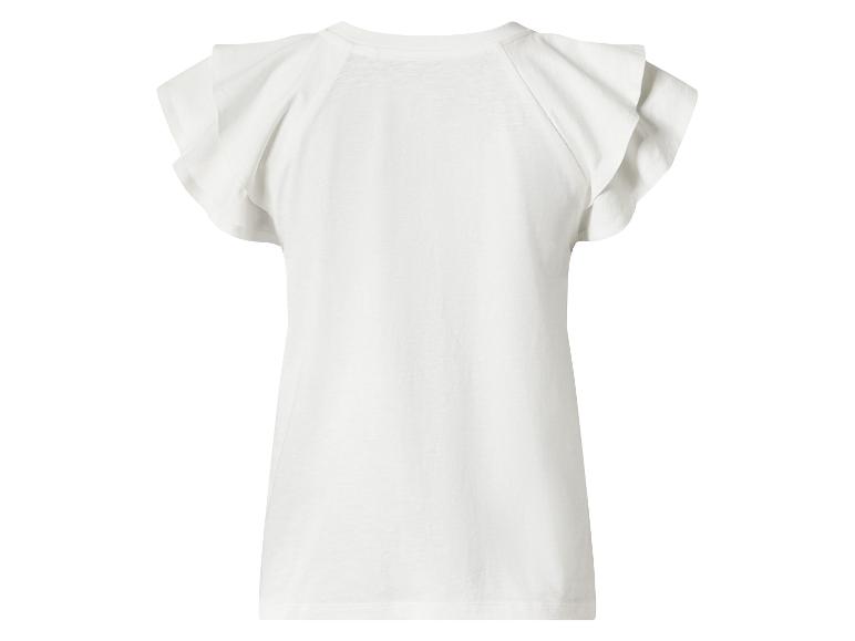 T-shirt blanc femme à manches volantées, vue de dos.