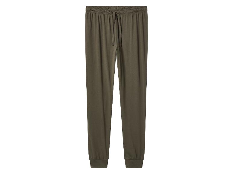Pantalon de jogging kaki avec cordon de serrage et chevilles élastiques.