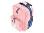 Sac à dos à roulettes rose avec détails bleus et une licorne de dessin animé