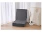 Fauteuil-lit gris foncé pliable, idéal pour un espace minimaliste.
