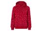 Un sweat-shirt à capuche rouge avec un motif flocons de neige