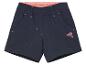 Short bleu marine avec des détails roses et un motif floral.