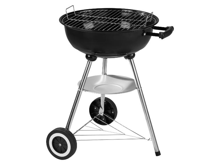 Barbecue au charbon noir avec grille chromée et roues