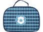 Sac à déjeuner bleu avec motif losanges et insigne de police