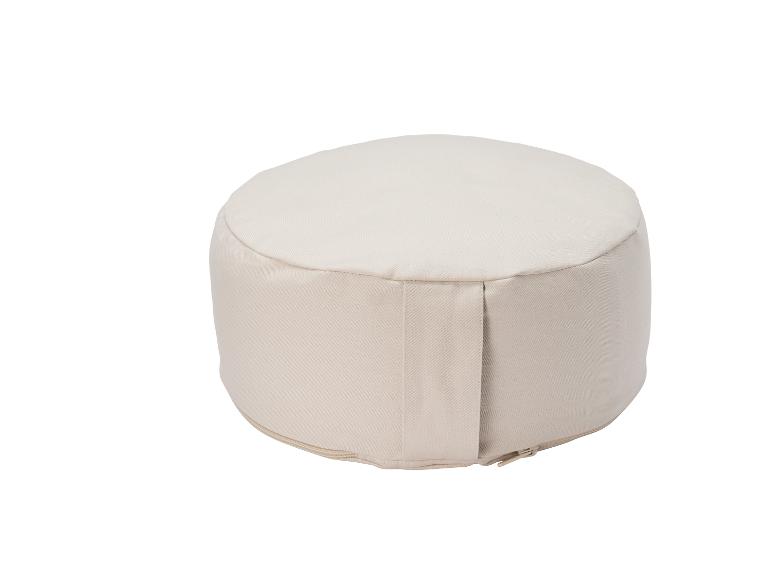 Coussin de méditation beige avec fermeture éclair.