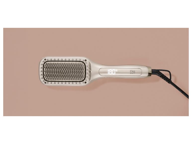 Brosse lissante Cien Beauty couleur champagne, avec affichage de la température à 180°C.
