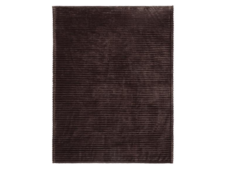Tapis rectangulaire en velours côtelé marron foncé avec des nervures horizontales