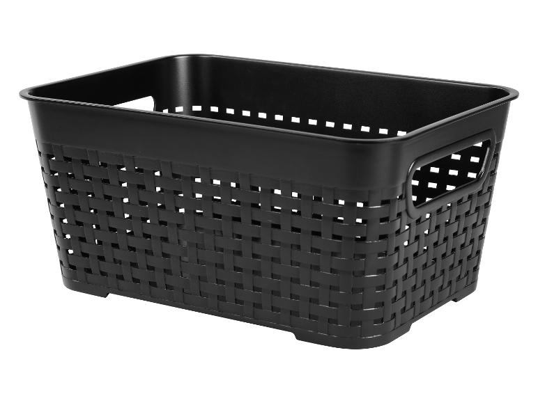 Panier en plastique tressé noir avec poignées