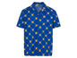 Une chemise bleue à manches courtes avec un motif répété du logo Lidl.