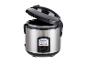 Cuiseur à riz SilverCrest argenté avec couvercle noir ouvert