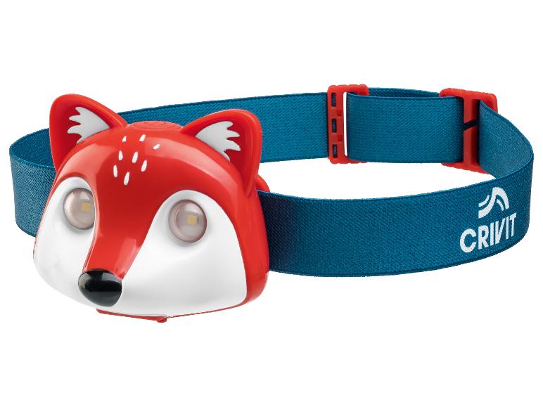 Lampe frontale Crivit en forme de renard pour enfant.