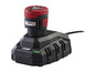 Un chargeur noir avec une batterie rouge X12V Team.