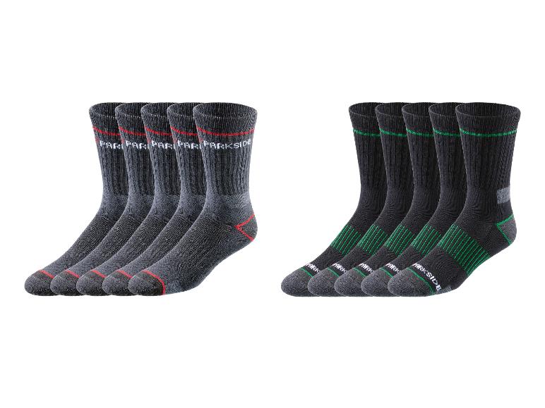 Deux ensembles de cinq paires de chaussettes noires avec le logo Parkside.