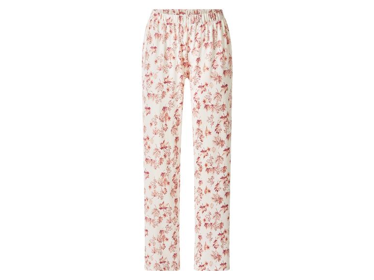 Pantalon de pyjama femme avec taille élastique et motif feuilles rouges.