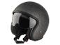 Casque de moto jet gris mat avec visière et fermeture jugulaire